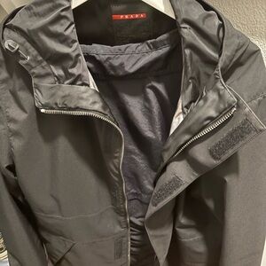 Prada Black Jacket with Red Logo